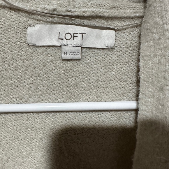 LOFT Cream Hooded Cardigan Sweater - Picture 3 of 5